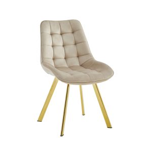 Trpezarijska stolica bež sa zlatnim nogama AURA