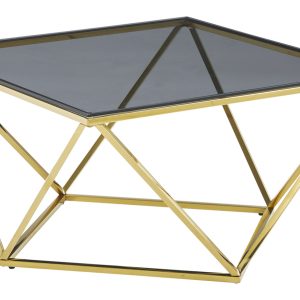 Klub stol STAKLO/ZLATNE NOGE