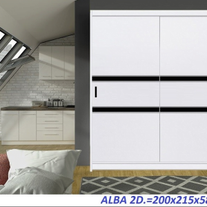 KLIZNI ORMAR BIJELI 200x215x58cm