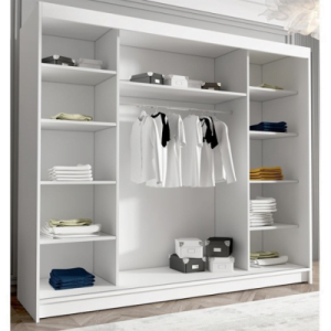 KLIZNI ORMAR SA OGLEDALOM BIJELI + CRNE LAJSNE - Image 2