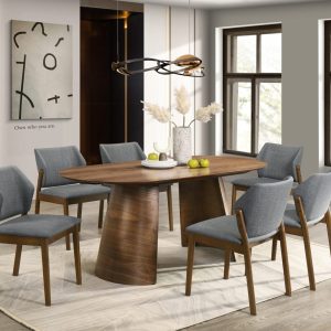 Siva trpezarijska stolica drvene noge CALVI